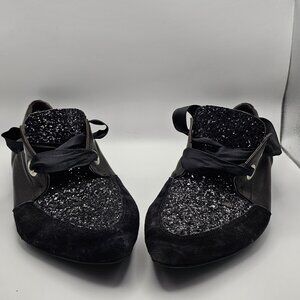 Marwell Black Glitter Oxford‑Style Heels – Size EU 39 (US 8–8.5)